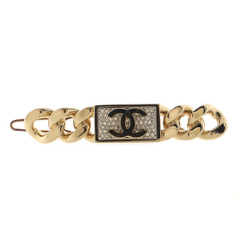 Chanel CC Chain Hair Clip Crystal Embellished Metal