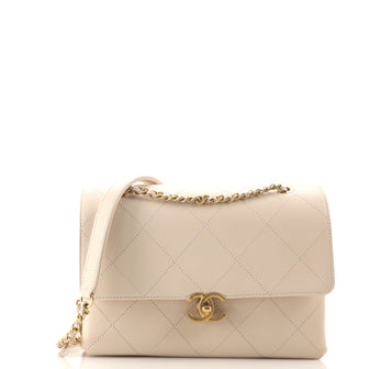 Sleek and Chic Flap Bag Stitched Lambskin Small