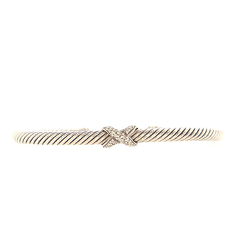 David Yurman X Cable Bracelet Sterling Silver with Diamonds 4mm
