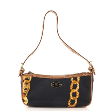 Celine Vintage Pochette Shoulder Bag Printed Canvas Small