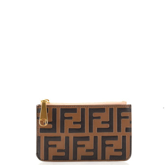 Fendi Zip Coin Purse Zucca Embossed Leather