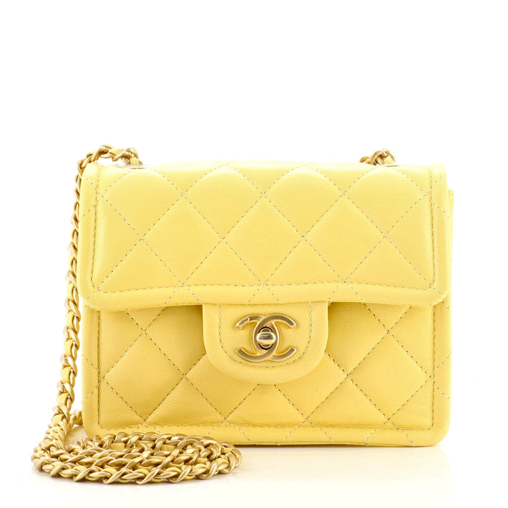 Chanel 2021 Mini Sweet Classic Flap Bag w/ Tags - Yellow Shoulder
