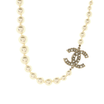 Chanel CC 100th Anniversary Short Necklace Metal with Faux Pearls and Crystals