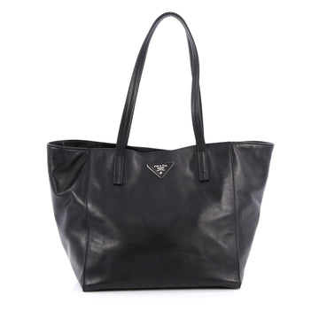 Prada Open Tote Soft Calfskin East West Black