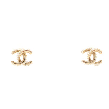 Chanel CC Stud Earrings Metal with Faux Pearls