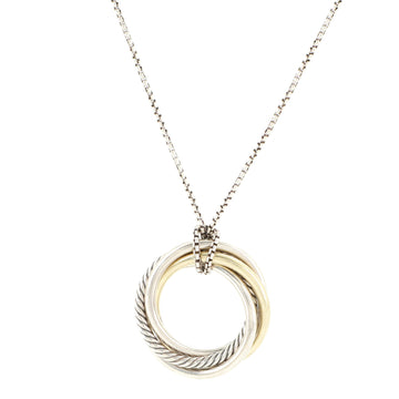 David Yurman Crossover Pendant Necklace Sterling Silver with 14K Yellow Gold Small