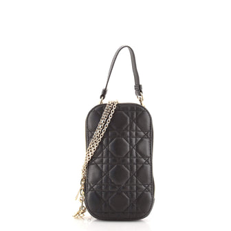 Christian Dior Lady Dior Phone Holder on Chain Cannage Quilt Lambskin