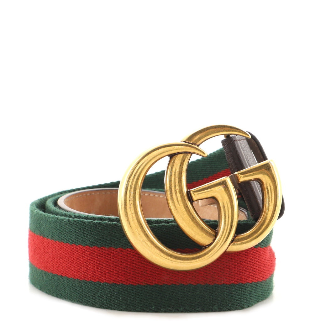 Gucci GG Marmont Web Belt Canvas and Leather Wide 90 141374 display picture 3