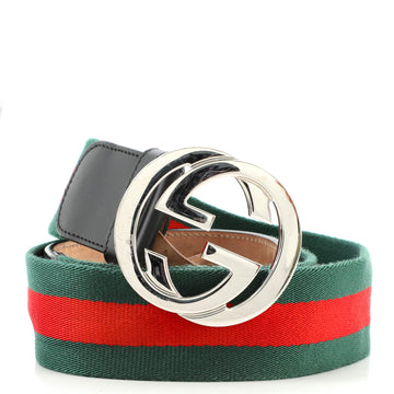 Gucci Interlocking G Web Belt Canvas and Leather Wide
