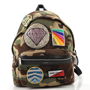 Saint Laurent City Backpack Patchwork Printed Cotton Medium