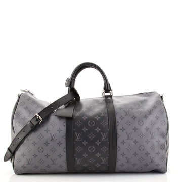Louis Vuitton Keepall Bandouliere Bag Reverse Monogram Eclipse Canvas 50