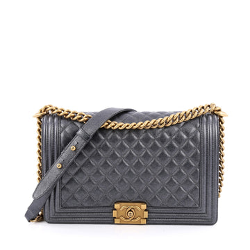 Chanel Boy Flap Bag Quilted Goatskin New Medium Gray