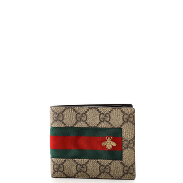 Gucci Bee Web Bifold Wallet GG Coated Canvas