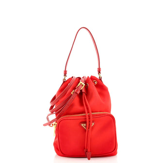 Prada Duet Drawstring Bucket Bag Tessuto Small