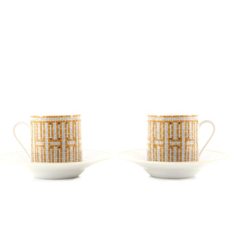 Hermes Mosaique au 24 4-Piece Coffee Cup & Saucer Set Printed Porcelain