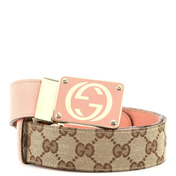 Gucci GG Plaque Belt GG Canvas and Leather Medium