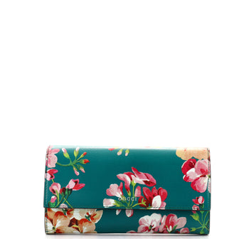Gucci Continental Wallet Blooms Print Leather Long