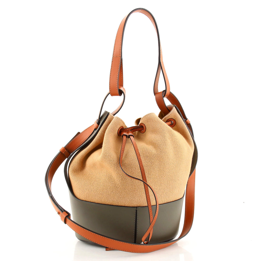 Loewe Balloon Bucket Bag Canvas and Leather Medium Brown 176183431