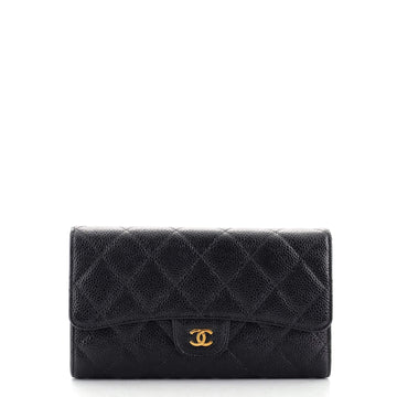 Chanel L-Flap Wallet Quilted Caviar Long