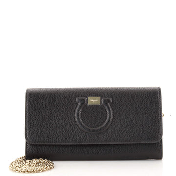 Salvatore Ferragamo Gancini Wallet on Chain Leather