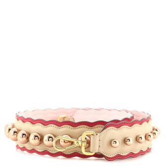 Fendi Strap You Shoulder Strap Pearl Embellished Leather