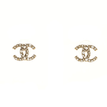 Chanel CC Stud Earrings Metal with Crystals