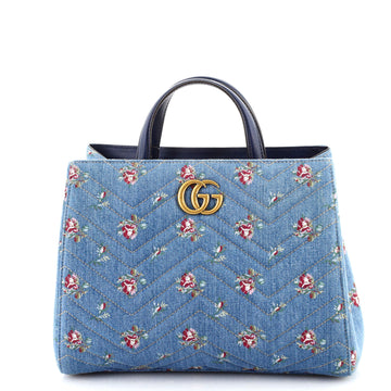 Gucci GG Marmont Tote Printed Matelasse Denim Small