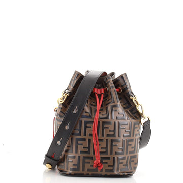 Fendi Mon Tresor Bucket Bag Zucca Embossed Leather Small