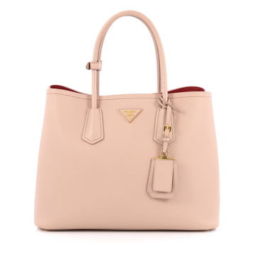 Prada Cuir Double Tote Saffiano Leather Medium Pink