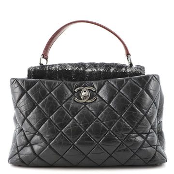 Chanel Portobello Top Handle Bag Quilted Aged Calfskin and Tweed Large
