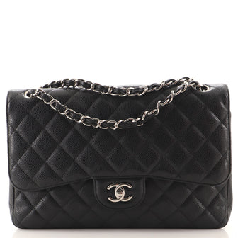 Chanel Classic Double Flap Bag Quilted Caviar Jumbo