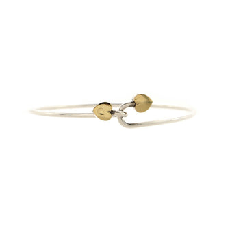 Tiffany & Co. Double Heart Lock Bangle Bracelet Sterling Silver with 18K Yellow Gold
