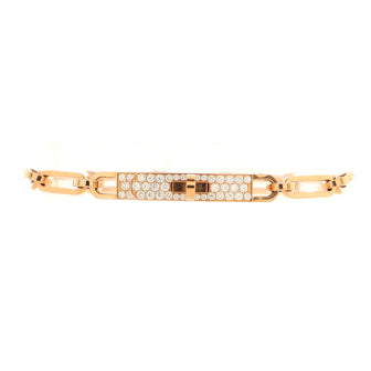Hermes Kelly Chaine Bracelet 18K Rose Gold and Pave Diamonds Small