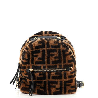 Fendi Zip Backpack Zucca Shearling Mini