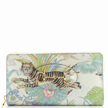 Gucci Tiger Horsebit 1955 Zip Around Wallet Limited Edition Printed Leather Long