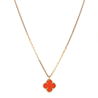 Van Cleef & Arpels Sweet Alhambra Pendant Necklace 18K Rose Gold and Carnelian