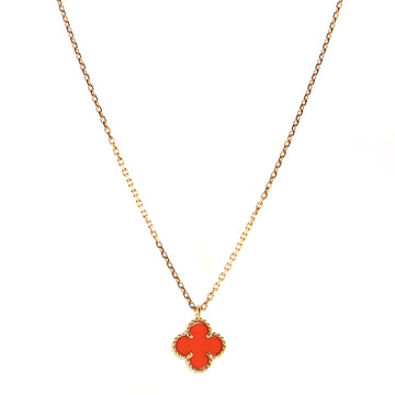 Van Cleef & Arpels Sweet Alhambra Pendant Necklace 18K Rose Gold and Carnelian