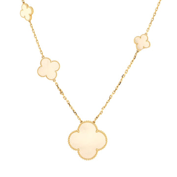 Van Cleef & Arpels Magic Alhambra 11 Motifs Long Necklace 18K Yellow Gold and Mother of Pearl