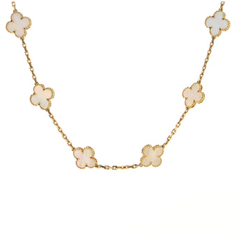 Van Cleef & Arpels Vintage Alhambra 10 Motifs Necklace 18K Yellow Gold and Mother of Pearl