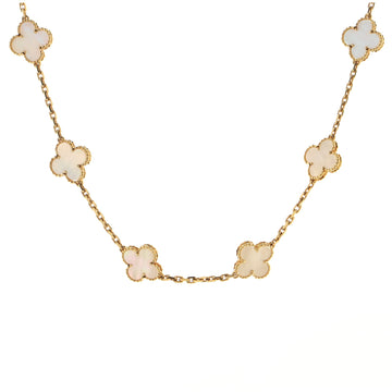 Van Cleef & Arpels Vintage Alhambra 10 Motifs Necklace 18K Yellow Gold and Mother of Pearl