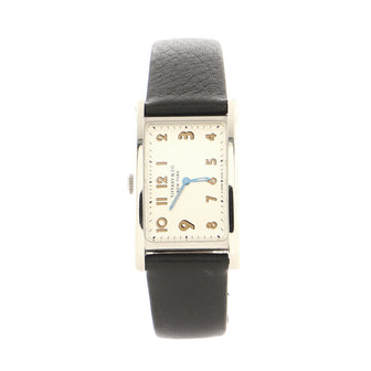 Tiffany & Co. East West 2-Hand Quartz Watch Stainless Steel and Leather 22