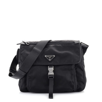 Prada Buckle Messenger Bag Tessuto Small