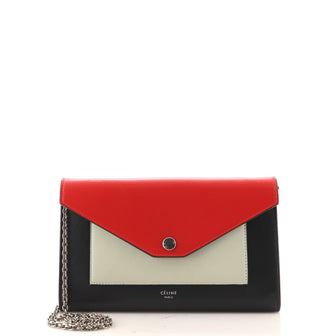 Celine Pocket Envelope Wallet on Chain Leather Medium