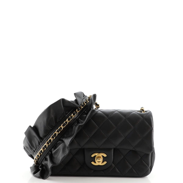 Chanel Square Classic Single Flap Bag Camellia Velvet Mini Pink 12980335