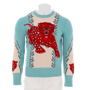 Gucci Men's Leopard Intarsia Sweater Wool