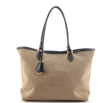 Prada Logo Open Tote Canvas Medium