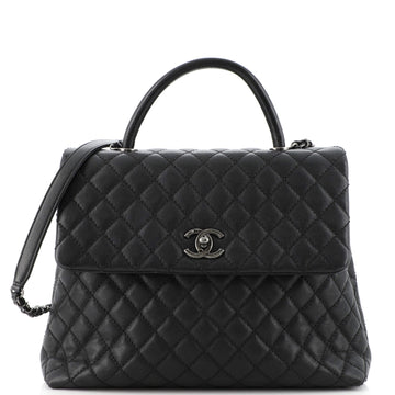 Chanel Coco Top Handle Bag Quilted Caviar Large