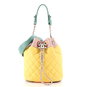 Chanel Cuba Drawstring Bucket Bag Quilted Lambskin Small