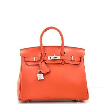 Hermes Birkin Handbag Orange Swift with Palladium Hardware 25
