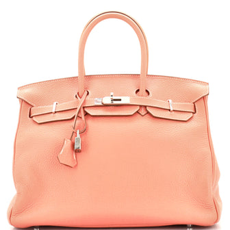 Hermes Birkin Handbag Pink Clemence with Palladium Hardware 35